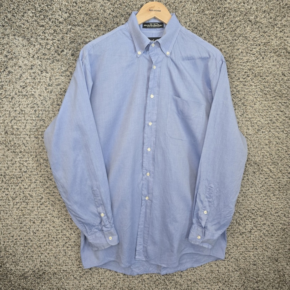 Jos A Bank Dress Shirt Mens 15.5 33 Blue‎ Button Up 80s 2 Ply Royal Oxford